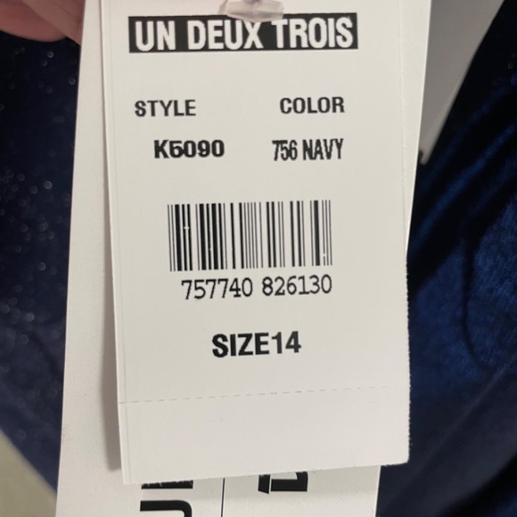 Un Deux Trois Navy Blue Sparkle Kids Formal Dress - Picture 4 of 5